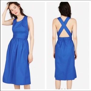 EVERLANE Clean Cotton Cross Back Dress Blue
